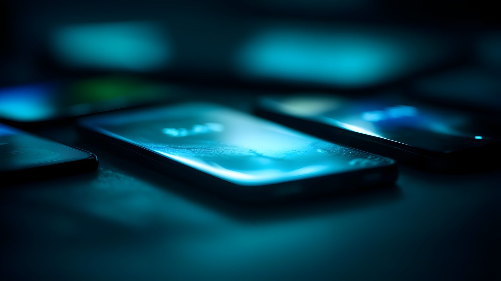 A phone screen glowing in the dark